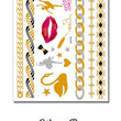 Load image into Gallery viewer, Red Lips Silver and Gold Swan and Dancers with Gold Braid Metallic Temporary Tattoos
