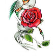 Load image into Gallery viewer, Red Rose and Green Bird Of Paradise Best Temporary tattoos
