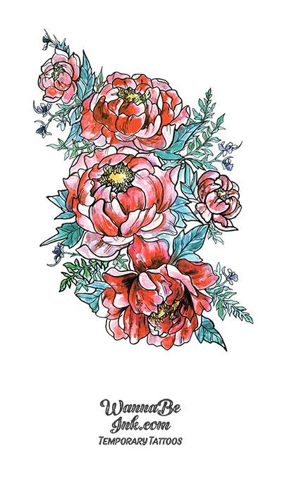 Red Roses and Blue Leaves Best Temporary Tattoos