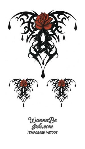 Red Roses On Black Iron Works Best Temporary Tattoos