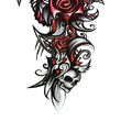 Load image into Gallery viewer, Red Roses Skull and Jagged Leaves Best temporary Tattoos

