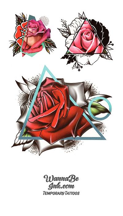 Red Roses Trapped in Triangle Portals Best Temporary Tattoos