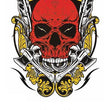 Load image into Gallery viewer, Red Skull on Gold Filigree Best Temporary Tattoos
