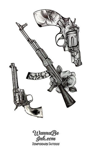 Revolvers and AK 47 Best Temporary tattoos