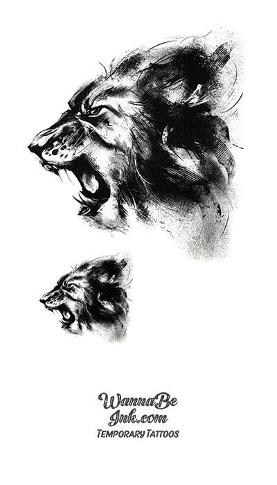 Roaring Lion Heads Best Temporary Tattoos