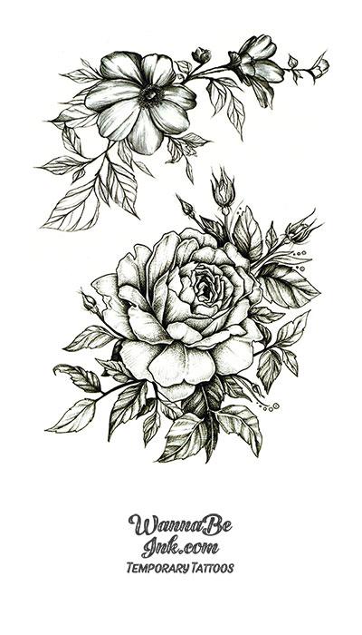 Rose Blossom Sketch Best Temporary Tattoos