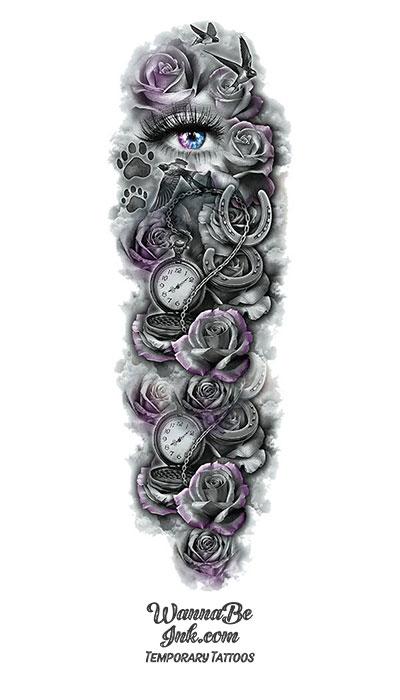 Tattoo Watch With Roses Pocket Watch And Roses By Heeyoon – Skull