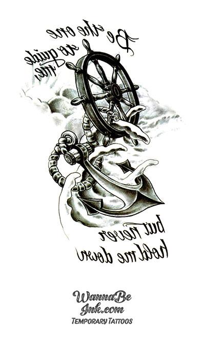 Sailing Ship Wheel and Octopus Best Temporary Tattoos