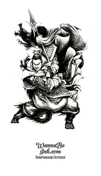 Samurai and Spear Best Temporary Tattoos