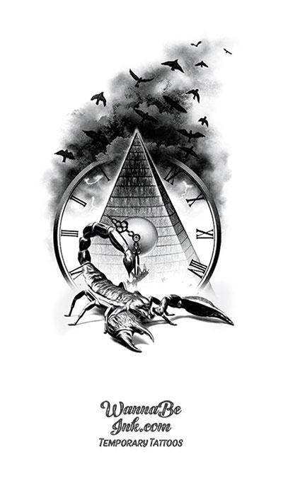 Scorpion Pyramid Clock Ravens Best Temporary Tattoos