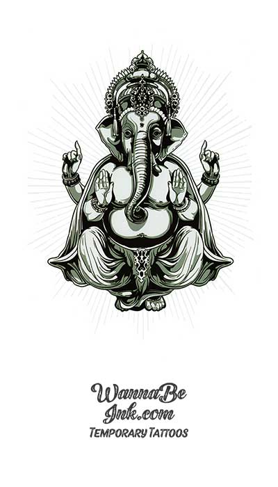 Seated Elephant Buddha In Zen Best Temporary Tattoos