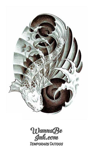 Semi Invisible Koi In Seashell Pattern Best Temporary Tattoos