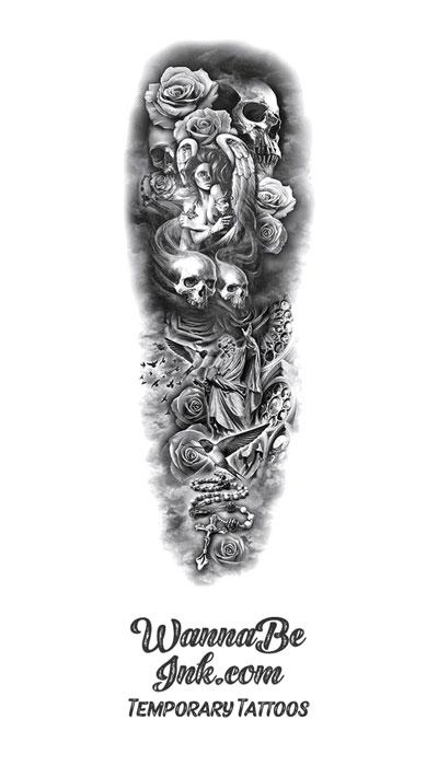 Angel rose sleeve by Noah | Full sleeve tattoos, Sleeve tattoos, Ship tattoo
