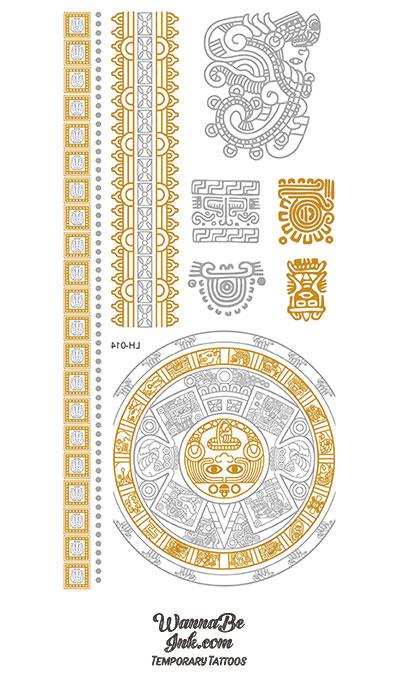 Shield and Amulettes in Gold and Silver Temporary Tattoos