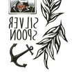 Load image into Gallery viewer, "Silver Spoon" Skeleton Card Anchor and Leaves Best Temporary Tattoos
