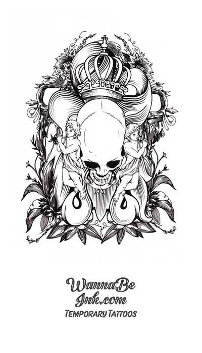 Skull Crown and Women Attendants Best Temporary Tattoos