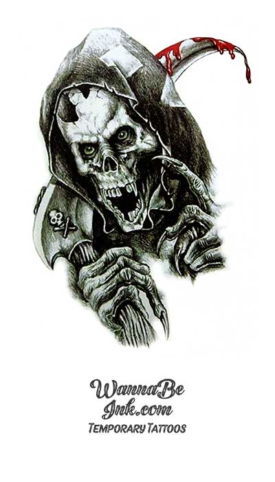 Skull Faced Grim Reaper Best Temporary Tattoos