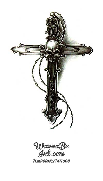Skull On Cross Best Temporary Tattoos