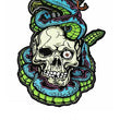 Load image into Gallery viewer, Skull Wrapped In Blue and Green Snake Best Temporary Tattoos
