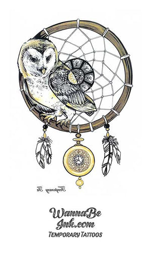 Snow Owl In Dream Catcher Best Temporary Tattoos