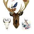 Load image into Gallery viewer, Stag With Red Bird Blue Bird and Longhorn Skull Best Temporary Tattoos
