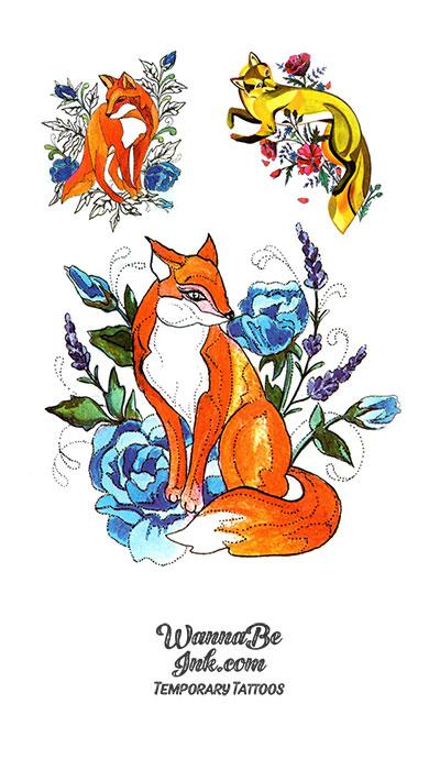 Stained Glass Foxes Best Temporary Tattoos