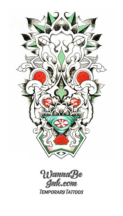 Stylized Skull and Blossoms Best Temporary Tattoos
