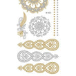 Load image into Gallery viewer, Stylized Tear Drops and Flowers in Gold and Silver Metallic temporary Tattoos
