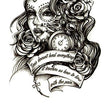 Load image into Gallery viewer, Sugar Skull Faced Woman with Pocket Watch and Flowers Best Temporary Tattoos

