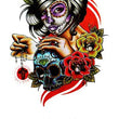 Load image into Gallery viewer, Sugar Skull Girl and Skull With Roses Best Temporary Tattoos
