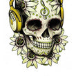 Load image into Gallery viewer, Sugar Skull Wearing Headphones Best Temporary Tattoos
