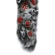 Load image into Gallery viewer, Sugar Skull Woman Roses Time Skulls Lion Roaring Temporary Sleeve Tattoos
