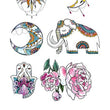 Load image into Gallery viewer, Sun Moon Flowers and Elephant Best temporary Tattoos
