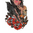Load image into Gallery viewer, Surprised Woman Next To Raven and Skull with Roses Best Temporary Tattoos
