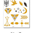 Load image into Gallery viewer, Swallow Moon Stars Arrows of Time Metallic Temporary Tattoos
