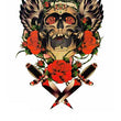Load image into Gallery viewer, Thorn Crowned Skull with Eagle Wings and Red Roses Best Temporary Tattoos

