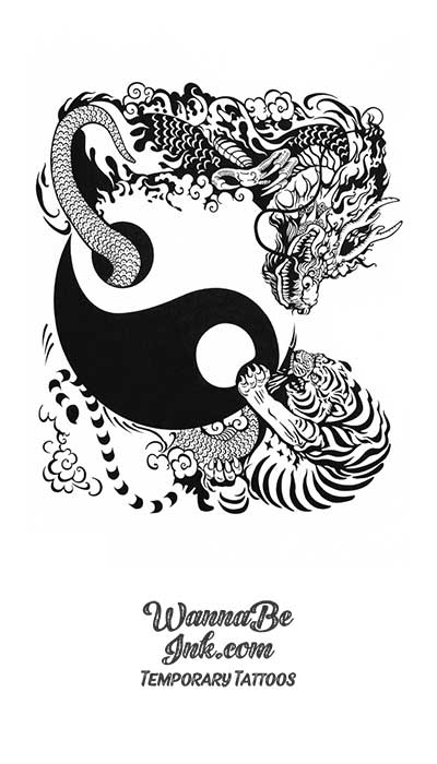 Tiger And Dragon Yin Yang Best Temporary Tattoos