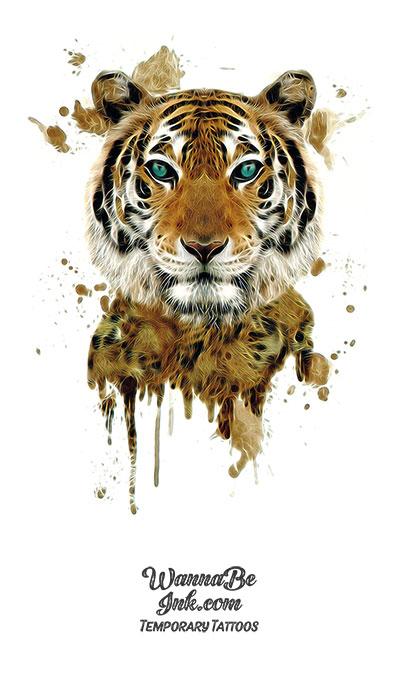 Tiger In Running Paint Best Temporary Tattoos