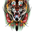 Load image into Gallery viewer, Brown And Gold Dragon Face Kabuki with Cherry Blossoms Best Temporary Tattoos

