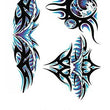 Load image into Gallery viewer, Tribal and Blue Waves Design Best Temporary Tattoos
