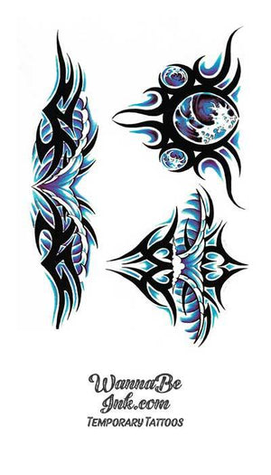 Tribal and Blue Waves Design Best Temporary Tattoos