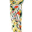 Load image into Gallery viewer, "Truth" Green and Gold Snake and Dagger Temporary Sleeve Tattoos
