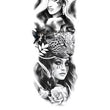 Load image into Gallery viewer, Two Beautiful Women with Leopard Roses and Full Moon Temporary Sleeve Tattoos
