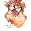 Load image into Gallery viewer, Two Girls Wavy Hair And Flowers Best Temporary Tattoos
