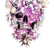 Load image into Gallery viewer, Violet Skull Covered In Flowers and Feathers Best Temporary Tattoos
