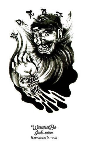 Warlock Holding Demon Skull Best Temporary Tattoos