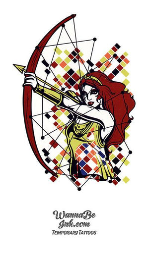 Warrior Woman With Bow Best Temporary Tattoos