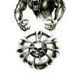 Load image into Gallery viewer, Werewolf Leaping Over Skull Head Drum Best temporary Tattoos
