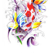 Load image into Gallery viewer, White and Red koi Fish In Blue And Gold Lotus Best Temporary Tattoos

