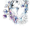 Load image into Gallery viewer, White Wolf In Purple and Blue Flowers Best Temporary Tattoos
